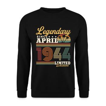 Legendary Since April 1944 Vintage Retro Birthday - Unisex Sweatshirt - black - Front - Alina (178cm) & Michal (187cm)