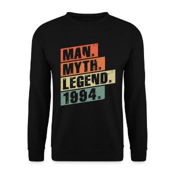 Vintage Born 1994 Man Myth Legend - Unisex Sweatshirt - black - Front - Alina (178cm) & Michal (187cm)