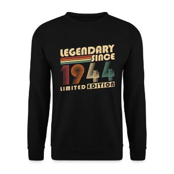 Legendary Since 1944 Vintage Birthday Gift - Unisex Sweatshirt - black - Front - Alina (178cm) & Michal (187cm)