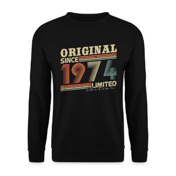 Original depuis 1974 Vintage cadeau d’anniversaire - Sweat-shirt Unisexe - noir - Devant - Alina (178cm) & Michal (187cm)
