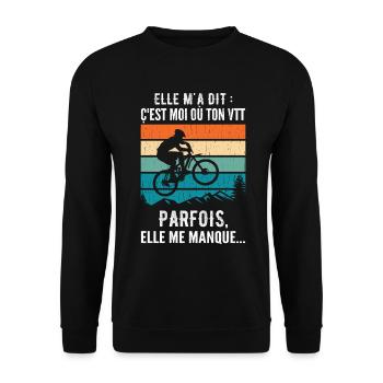 Humorvolles Mountainbike Humor Mountainbike - Unisex Pullover - Schwarz - Vorne - Alina (178cm) & Michal (187cm)