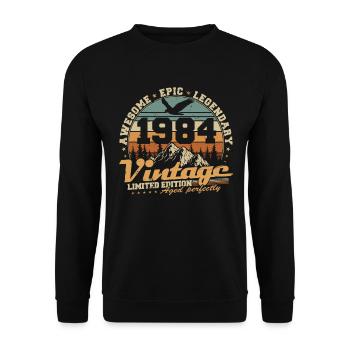 Vintage 1984 Vintage Retro Birthday Gift - Unisex Sweatshirt - black - Front - Alina (178cm) & Michal (187cm)