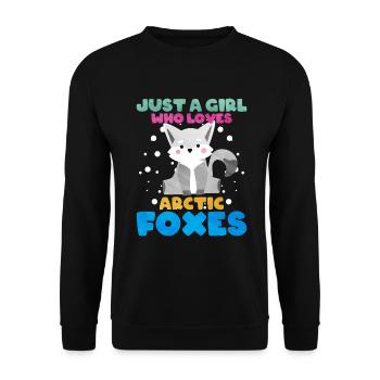 Niedliches Polarfuchs-Geschenk - Unisex Pullover - Schwarz - Vorne - Alina (178cm) & Michal (187cm)