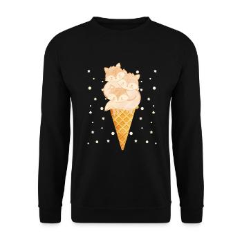Niedliches Polarfuchs-Geschenk - Unisex Pullover - Schwarz - Vorne - Alina (178cm) & Michal (187cm)
