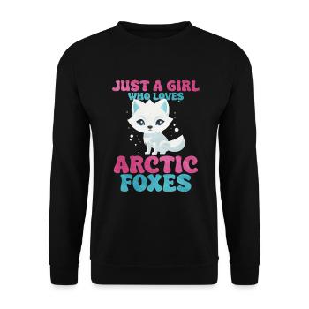 Niedliches Polarfuchs-Geschenk - Unisex Pullover - Schwarz - Vorne - Alina (178cm) & Michal (187cm)