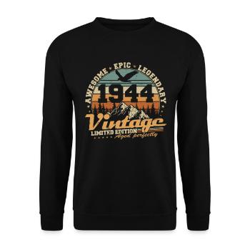 Vintage 1944 Vintage Retro Birthday Gift - Unisex Sweatshirt - black - Front - Alina (178cm) & Michal (187cm)