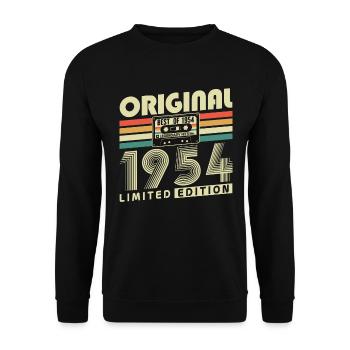 Original 1954 Vintage Birthday Gift Retro - Unisex Sweatshirt - black - Front - Alina (178cm) & Michal (187cm)