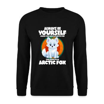 Niedliches Polarfuchs-Geschenk - Unisex Pullover - Schwarz - Vorne - Alina (178cm) & Michal (187cm)
