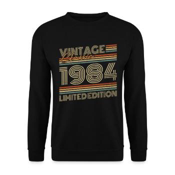 Vintage 1984 Vintage Birthday Retro Gift - Unisex Sweatshirt - black - Front - Alina (178cm) & Michal (187cm)