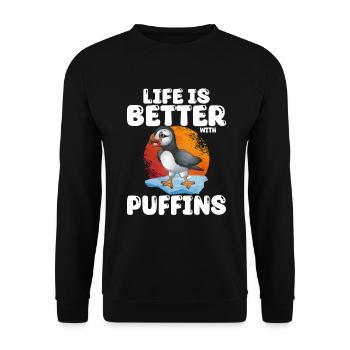 Puffin Bird Gift - Unisex Sweatshirt - black - Front - Alina (178cm) & Michal (187cm)