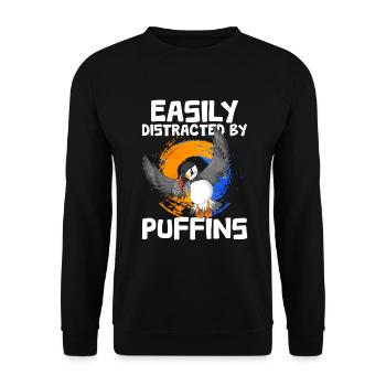 Puffin Bird Gift - Unisex Sweatshirt - black - Front - Alina (178cm) & Michal (187cm)