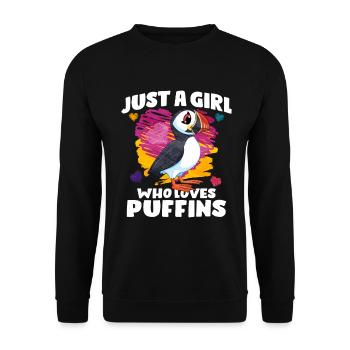 Puffin Bird Gift - Unisex Sweatshirt - black - Front - Alina (178cm) & Michal (187cm)