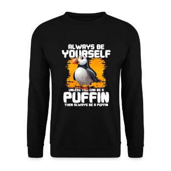 Puffin Bird Gift - Unisex Sweatshirt - black - Front - Alina (178cm) & Michal (187cm)