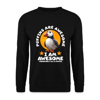 Puffin Bird Gift - Unisex Sweatshirt - black - Front - Alina (178cm) & Michal (187cm)