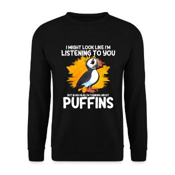 Puffin Bird Gift - Unisex Sweatshirt - black - Front - Alina (178cm) & Michal (187cm)