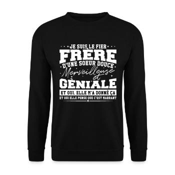 I'm the proud brother of a sweet sister - Unisex Sweatshirt - black - Front - Alina (178cm) & Michal (187cm)