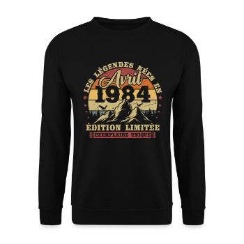 Vintage April 1984 Retro Birthday Gift - Unisex Sweatshirt - black - Front - Alina (178cm) & Michal (187cm)