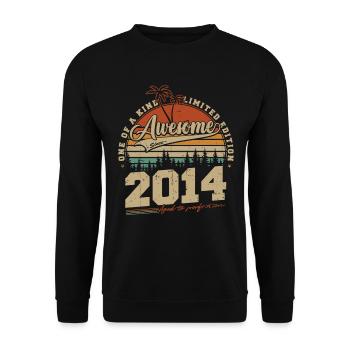 Jahrgang 2014 Vintage Geburtstag Geschenk Retro - Unisex Pullover - Schwarz - Vorne - Alina (178cm) & Michal (187cm)