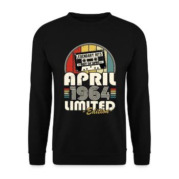 Avril 1964 Vintage Rétro Cadeau Anniversaire - Unisex Sweatshirt - black - Front - Alina (178cm) & Michal (187cm)