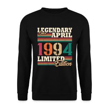 Vintage 1994 Avril Cadeau Anniversaire Rétro - Sweat-shirt Unisexe - noir - Devant - Alina (178cm) & Michal (187cm)