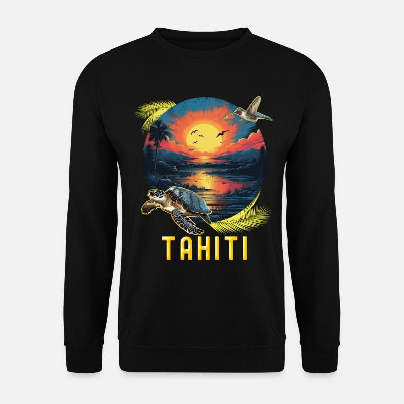 Tahiti French Polynesia Sun Turtle - Unisex Sweatshirt - black