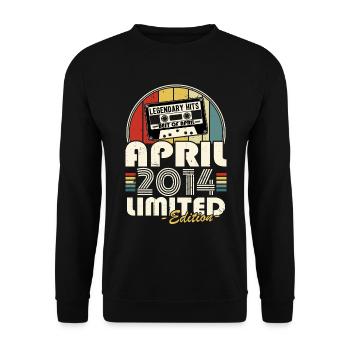 April 2014 Vintage Retro Geburtstagsgeschenk - Unisex Pullover - Schwarz - Vorne - Alina (178cm) & Michal (187cm)
