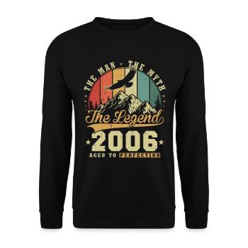 Vintage 2006 Man Myth Legend Birthday Retro - Unisex Sweatshirt - black - Front - Alina (178cm) & Michal (187cm)