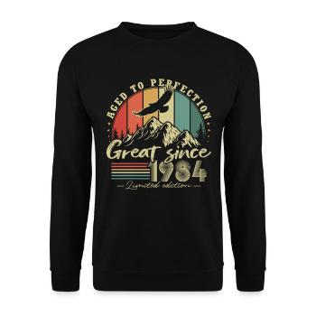 Great Since 1984 Vintage Birthday Gift - Unisex Sweatshirt - black - Front - Alina (178cm) & Michal (187cm)