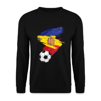 Andorre Soccer Football Drapeau - Sweat-shirt Unisexe - noir - Devant - Alina (178cm) & Michal (187cm)