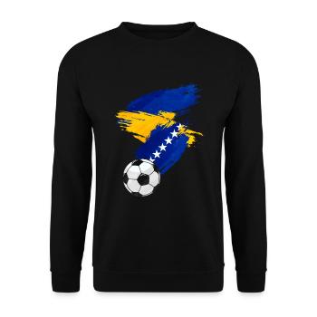 Bosnien Herzegowina Fußball Fußball Flagge - Unisex Pullover - Schwarz - Vorne - Alina (178cm) & Michal (187cm)
