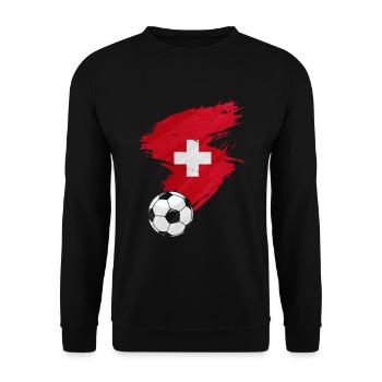Schweiz Fußball Fußball Flagge - Unisex Pullover - Schwarz - Vorne - Alina (178cm) & Michal (187cm)