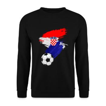 Kroatien Fußball Flagge - Unisex Pullover - Schwarz - Vorne - Alina (178cm) & Michal (187cm)