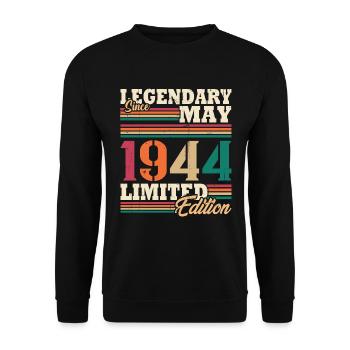 Vintage 1944 Mai Cadeau Anniversaire Rétro - Sweat-shirt Unisexe - noir - Devant - Alina (178cm) & Michal (187cm)