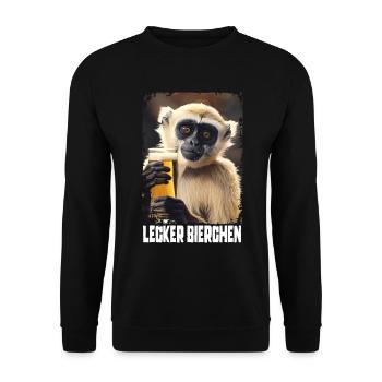 Delicious Beer Gibbon - Unisex Sweatshirt - black - Front - Alina (178cm) & Michal (187cm)