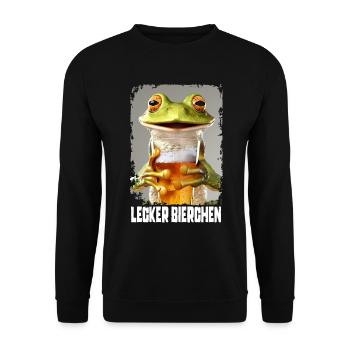 Lecker Bierchen Frosch - Unisex Pullover - Schwarz - Vorne - Alina (178cm) & Michal (187cm)