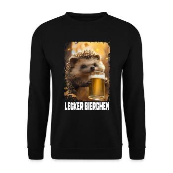 Delicious Beer Hedgehog - Unisex Sweatshirt - black - Front - Alina (178cm) & Michal (187cm)
