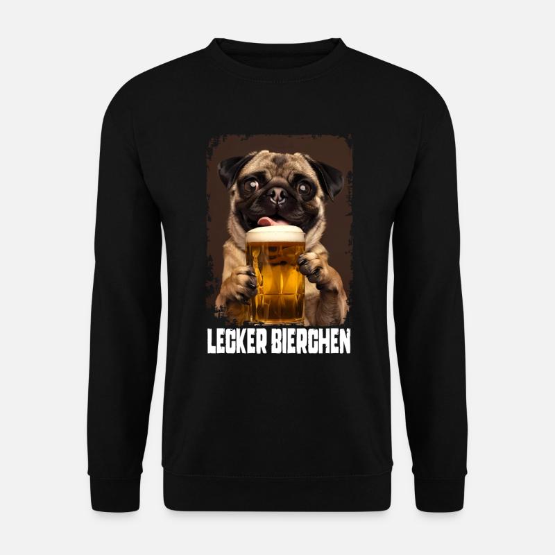 Lecker Bierchen Mops - Unisex Pullover - Schwarz