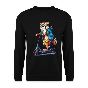 Geparden Roller - Unisex Pullover - Schwarz - Vorne - Alina (178cm) & Michal (187cm)