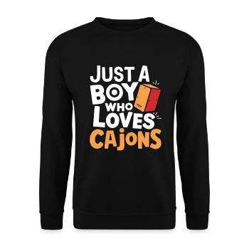 Cajon-Spieler-Geschenk - Unisex Pullover - Schwarz - Vorne - Alina (178cm) & Michal (187cm)
