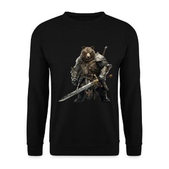 Grizzly Bear Knight Medieval - Unisex Sweatshirt - black - Front - Alina (178cm) & Michal (187cm)