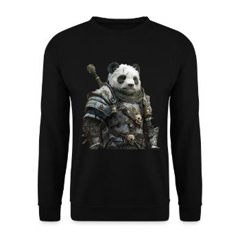 Panda Knight Middle Ages - Unisex Sweatshirt - black - Front - Alina (178cm) & Michal (187cm)