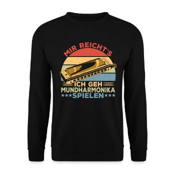 Playing Harmonica Gift - Unisex Sweatshirt - black - Front - Alina (178cm) & Michal (187cm)
