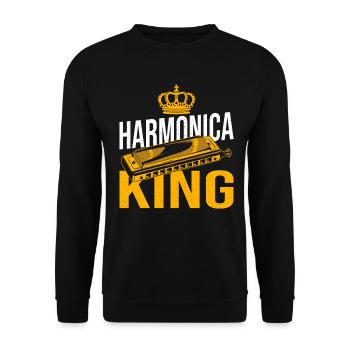 Playing Harmonica Gift - Unisex Sweatshirt - black - Front - Alina (178cm) & Michal (187cm)