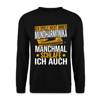 Playing Harmonica Gift - Unisex Sweatshirt - black - Front - Alina (178cm) & Michal (187cm)