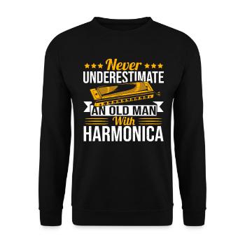 Playing Harmonica Gift - Unisex Sweatshirt - black - Front - Alina (178cm) & Michal (187cm)