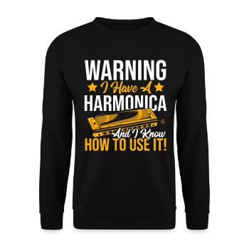 Playing Harmonica Gift - Unisex Sweatshirt - black - Front - Alina (178cm) & Michal (187cm)
