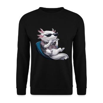 Axolotl Harmonica Playing Gift - Unisex Sweatshirt - black - Front - Alina (178cm) & Michal (187cm)