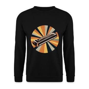 Harmonica Playing Gift - Unisex Sweatshirt - black - Front - Alina (178cm) & Michal (187cm)