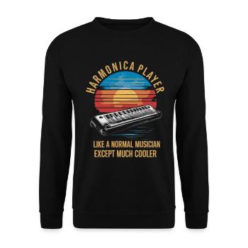 Keytar Keyboard Gift - Unisex Sweatshirt - black - Front - Alina (178cm) & Michal (187cm)