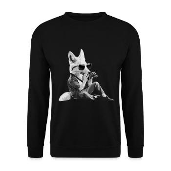 Fox Harmonica Playing Gift - Unisex Sweatshirt - black - Front - Alina (178cm) & Michal (187cm)
